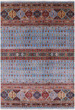 Blue Khorjin Persian Gabbeh Hand Knotted Wool Rug - 8' 1" X 11' 4" - Golden Nile