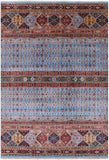 Blue Khorjin Persian Gabbeh Hand Knotted Wool Rug - 8' 1" X 11' 4" - Golden Nile