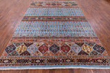 Blue Khorjin Persian Gabbeh Hand Knotted Wool Rug - 8' 1" X 11' 4" - Golden Nile