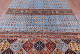 Blue Khorjin Persian Gabbeh Hand Knotted Wool Rug - 8' 1" X 11' 4" - Golden Nile
