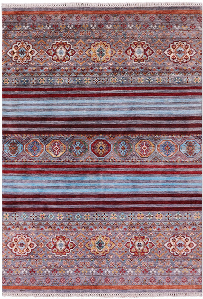 Khorjin Persian Gabbeh Hand Knotted Wool Rug - 5' 0" X 7' 1" - Golden Nile