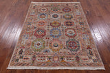 Turkmen Ersari Hand Knotted Wool Rug - 5' 0" X 6' 8" - Golden Nile