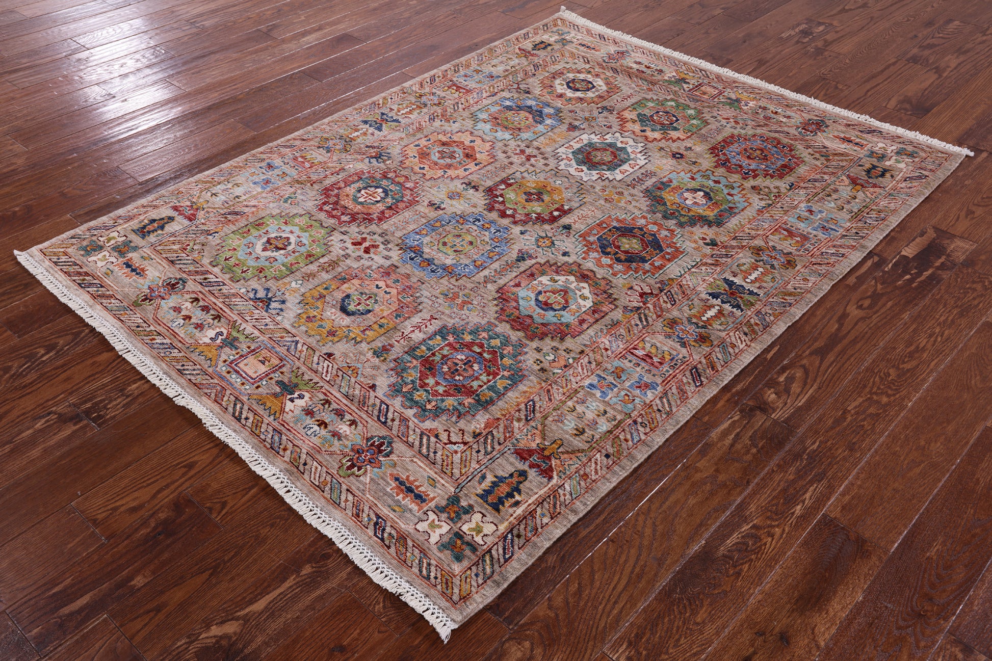 Turkmen Ersari Hand Knotted Wool Rug - 5' 0" X 6' 8" - Golden Nile
