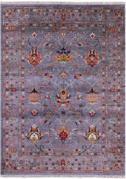 Peshawar Hand Knotted Wool Rug - 5' 1" X 6' 11" - Golden Nile