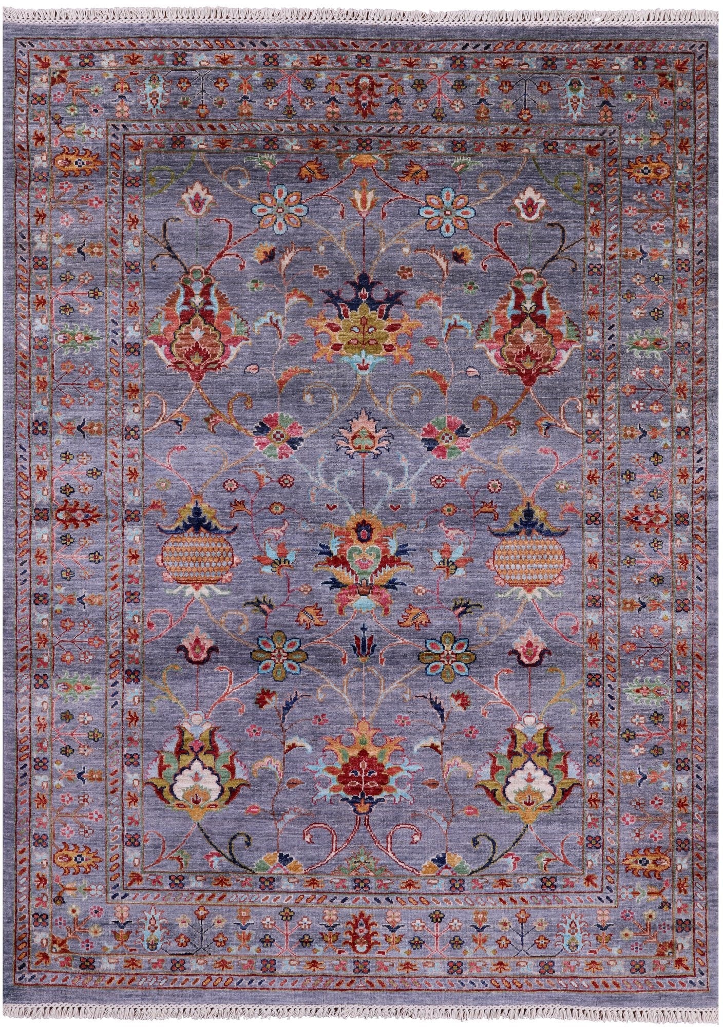 Peshawar Hand Knotted Wool Rug - 5' 1" X 6' 11" - Golden Nile