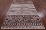 Ivory Khorjin Persian Gabbeh Hand Knotted Wool Rug - 5' 9" X 8' 6" - Golden Nile