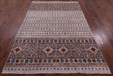 Ivory Khorjin Persian Gabbeh Hand Knotted Wool Rug - 5' 9" X 8' 6" - Golden Nile