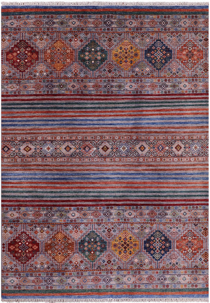 Khorjin Persian Gabbeh Hand Knotted Wool Rug - 5' 10" X 8' 4" - Golden Nile