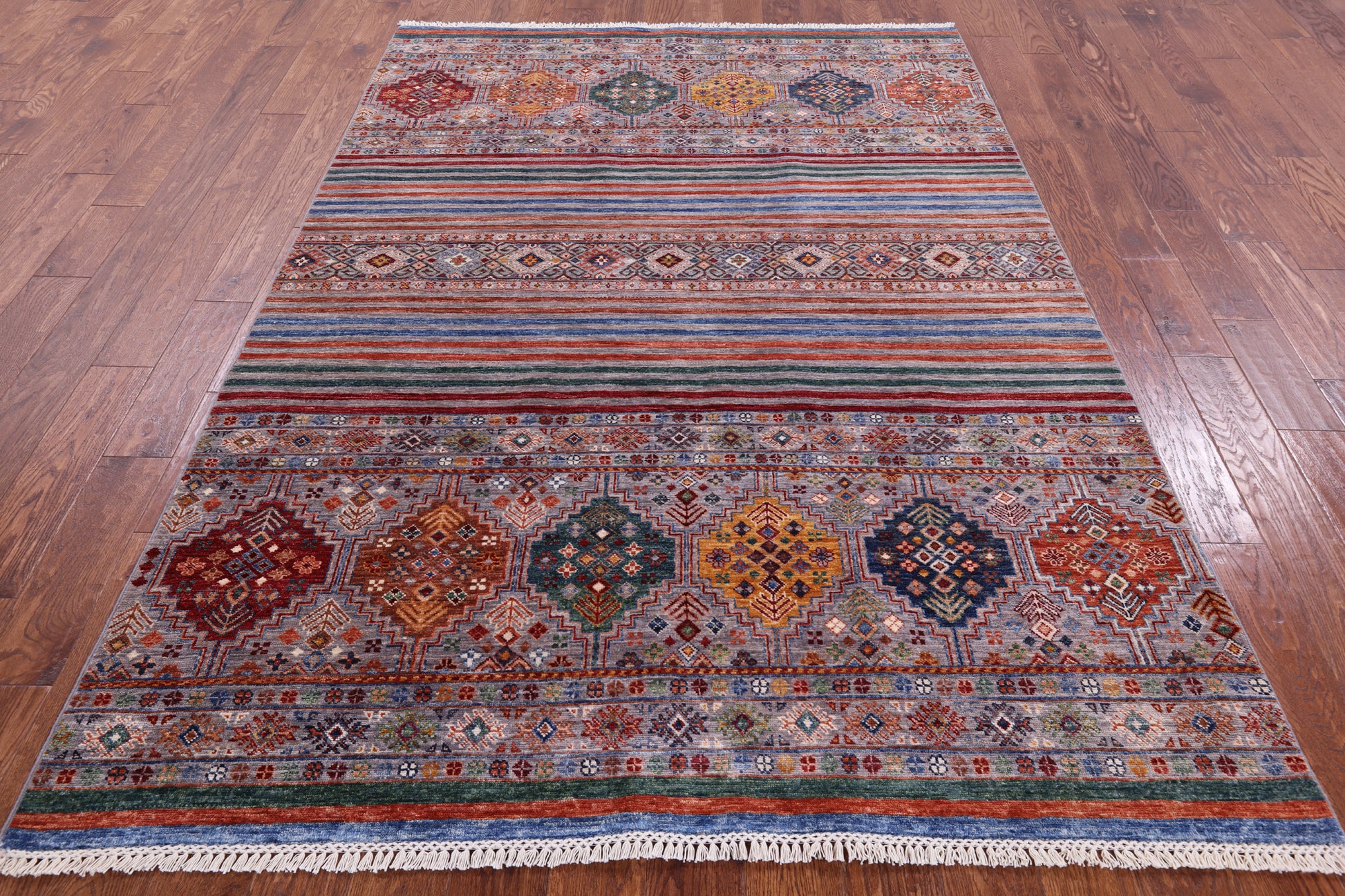 Khorjin Persian Gabbeh Hand Knotted Wool Rug - 5' 10" X 8' 4" - Golden Nile