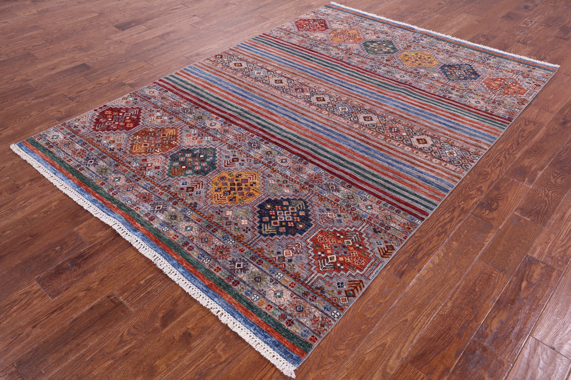 Khorjin Persian Gabbeh Hand Knotted Wool Rug - 5' 10" X 8' 4" - Golden Nile