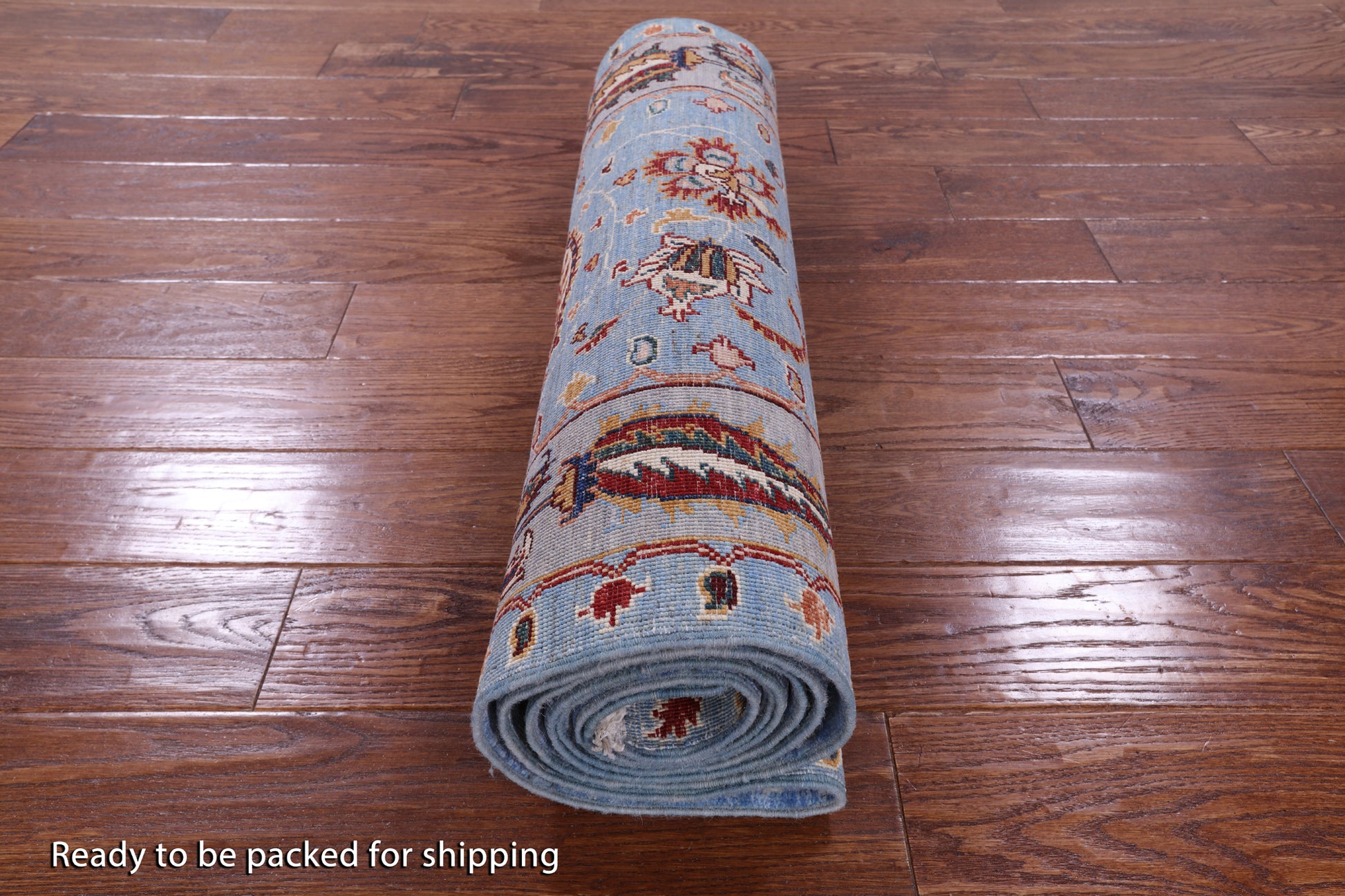 Blue Peshawar Hand Knotted Wool Runner Rug - 2' 10" X 9' 10" - Golden Nile