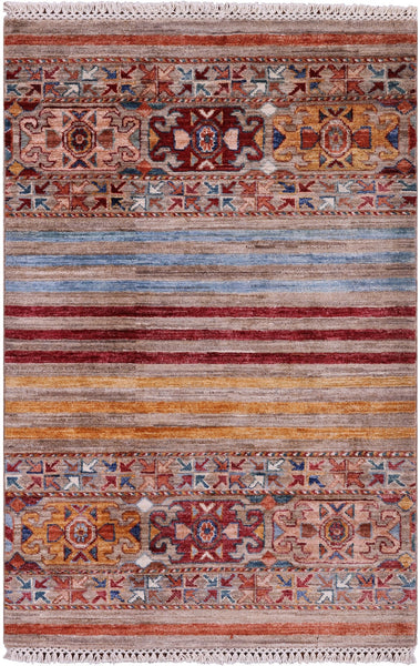 Khorjin Persian Gabbeh Hand Knotted Wool Rug - 2' 8" X 4' 0" - Golden Nile