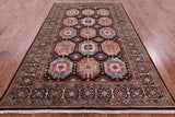 Brown Turkmen Ersari Hand Knotted Wool Rug - 6' 7" X 10' 1" - Golden Nile