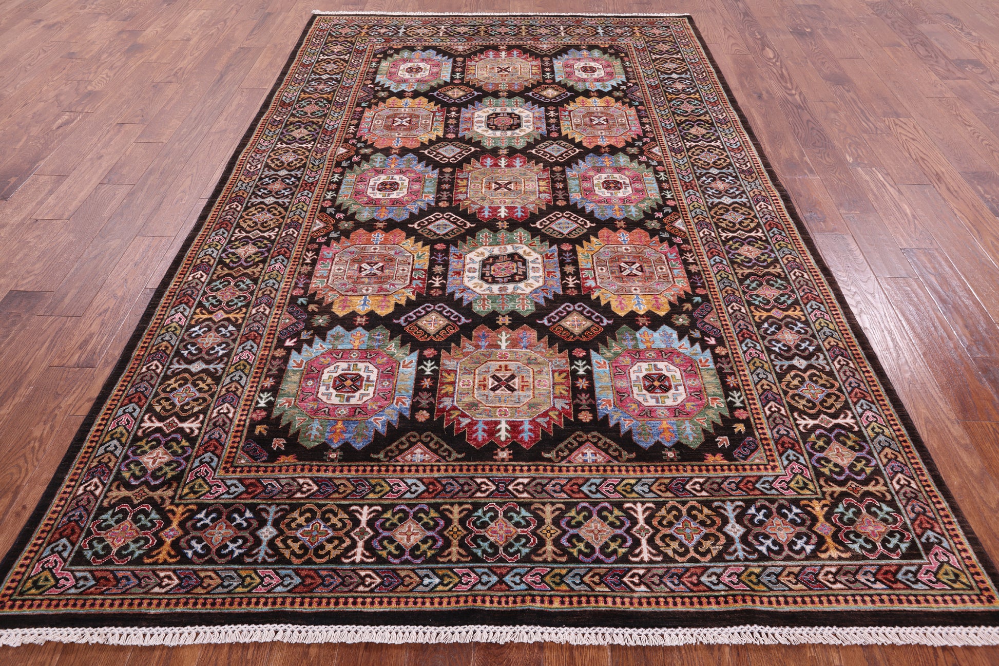 Brown Turkmen Ersari Hand Knotted Wool Rug - 6' 7" X 10' 1" - Golden Nile