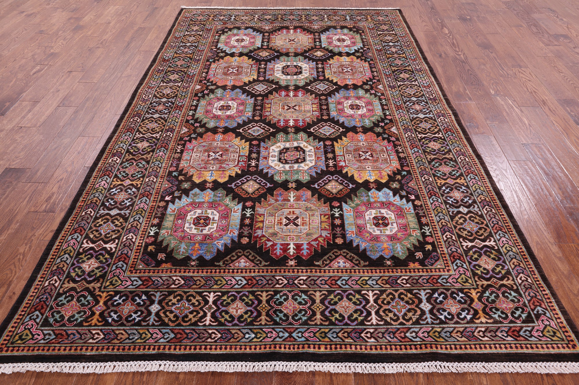 Brown Turkmen Ersari Hand Knotted Wool Rug - 6' 7" X 10' 1" - Golden Nile