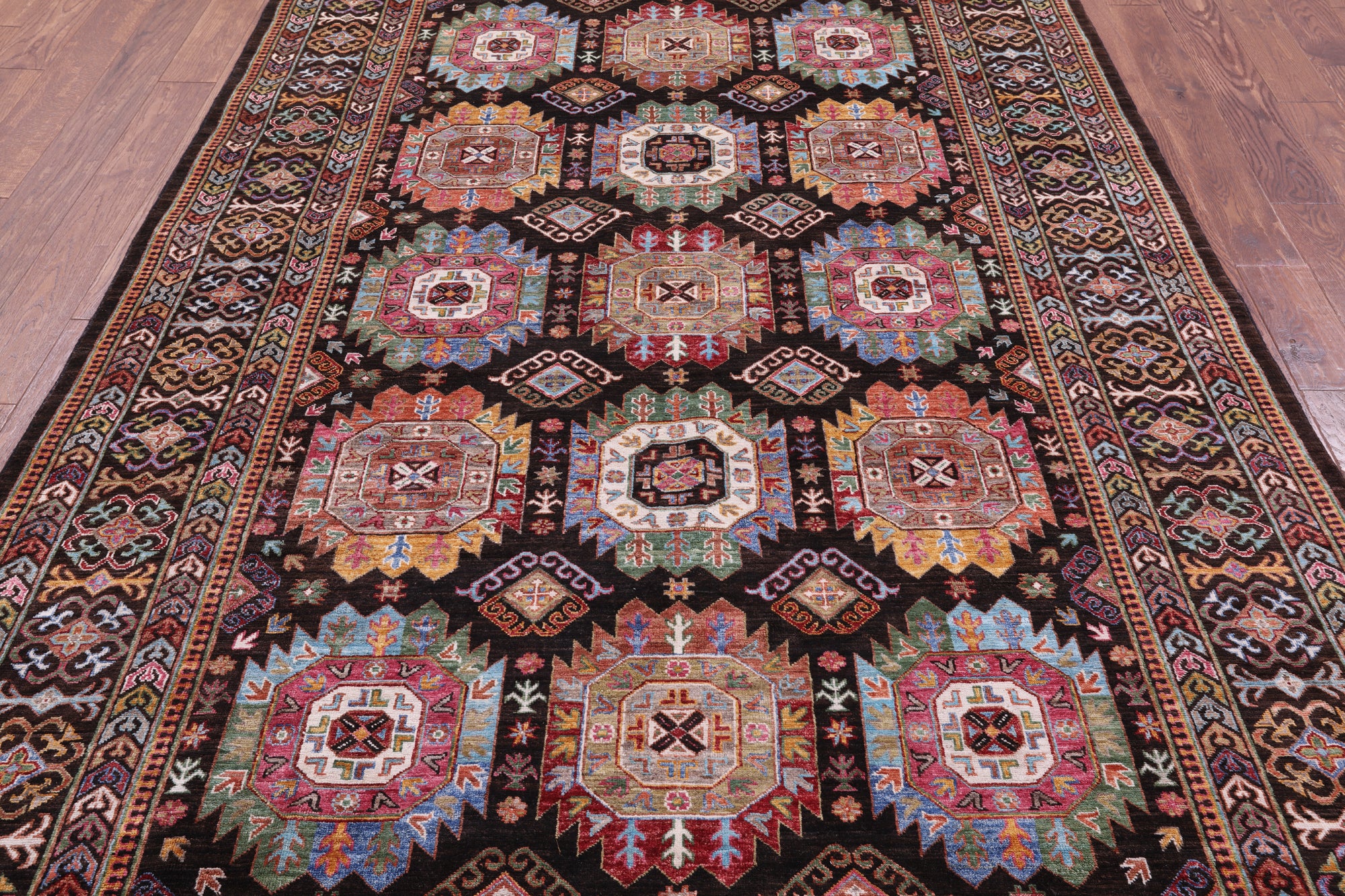 Brown Turkmen Ersari Hand Knotted Wool Rug - 6' 7" X 10' 1" - Golden Nile