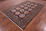 Brown Turkmen Ersari Hand Knotted Wool Rug - 6' 7" X 10' 1" - Golden Nile
