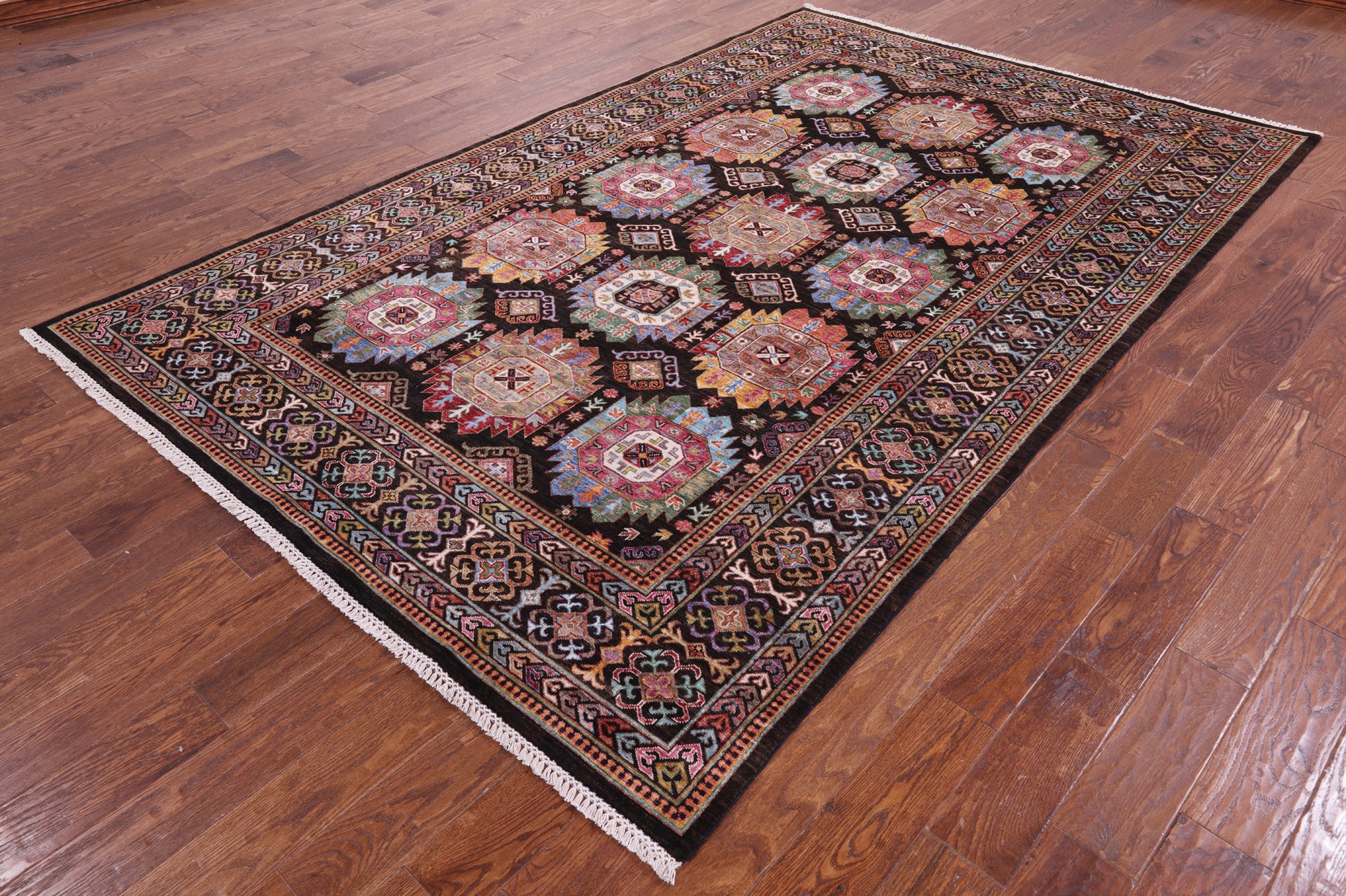 Brown Turkmen Ersari Hand Knotted Wool Rug - 6' 7" X 10' 1" - Golden Nile