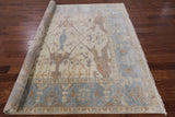 Ivory Square Turkish Oushak Hand Knotted Area Rug - 7' 9" X 7' 11" - Golden Nile