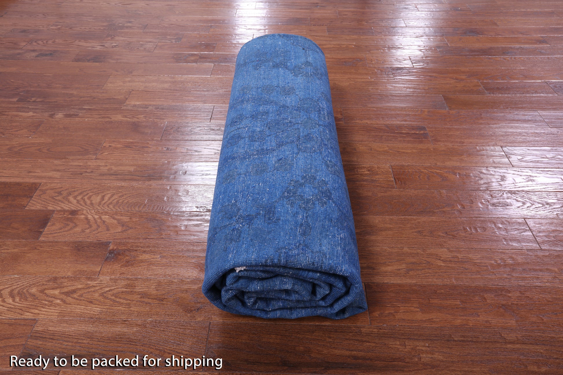 Blue Full Pile Overdyed Hand Knotted Wool Rug - 9' 10" X 13' 8" - Golden Nile