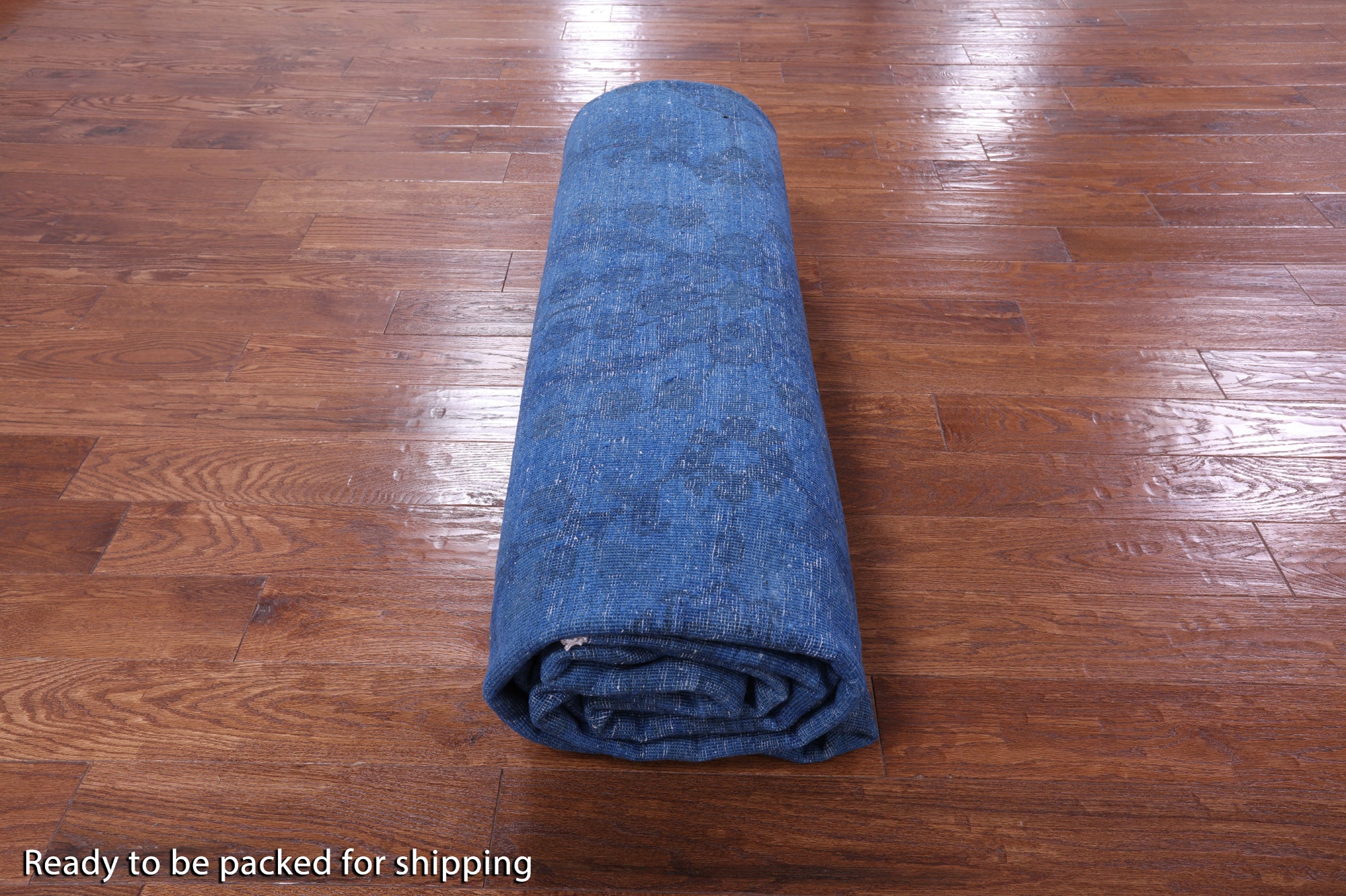 Blue Full Pile Overdyed Hand Knotted Wool Rug - 9' 10" X 13' 8" - Golden Nile
