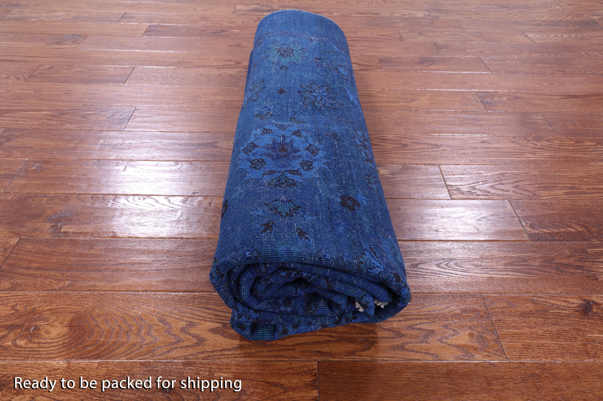 Blue Full Pile Overdyed Hand Knotted Wool Rug - 6' 9" X 9' 6" - Golden Nile