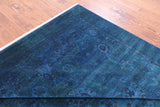 Blue Full Pile Overdyed Hand Knotted Wool Rug - 6' 9" X 9' 6" - Golden Nile