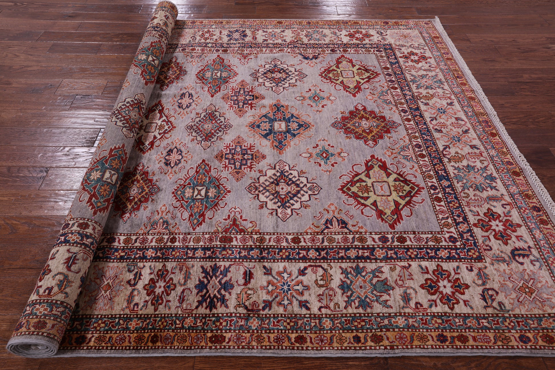 Super Kazak Hand Knotted Wool Rug - 6' 10" X 10' 5" - Golden Nile