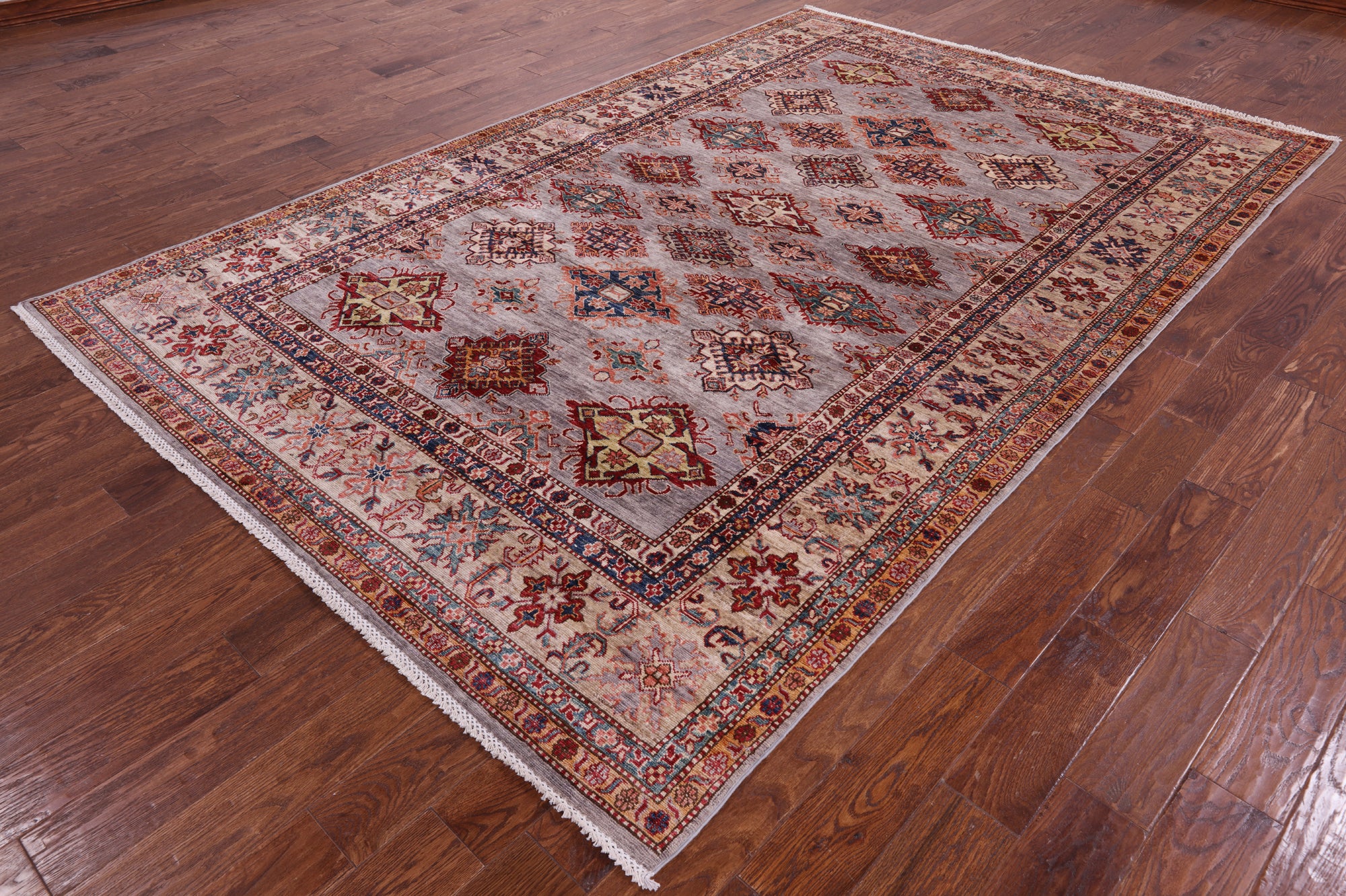 Super Kazak Hand Knotted Wool Rug - 6' 10" X 10' 5" - Golden Nile
