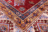 Red Super Kazak Hand Knotted Wool Rug - 6' 6" X 9' 8" - Golden Nile