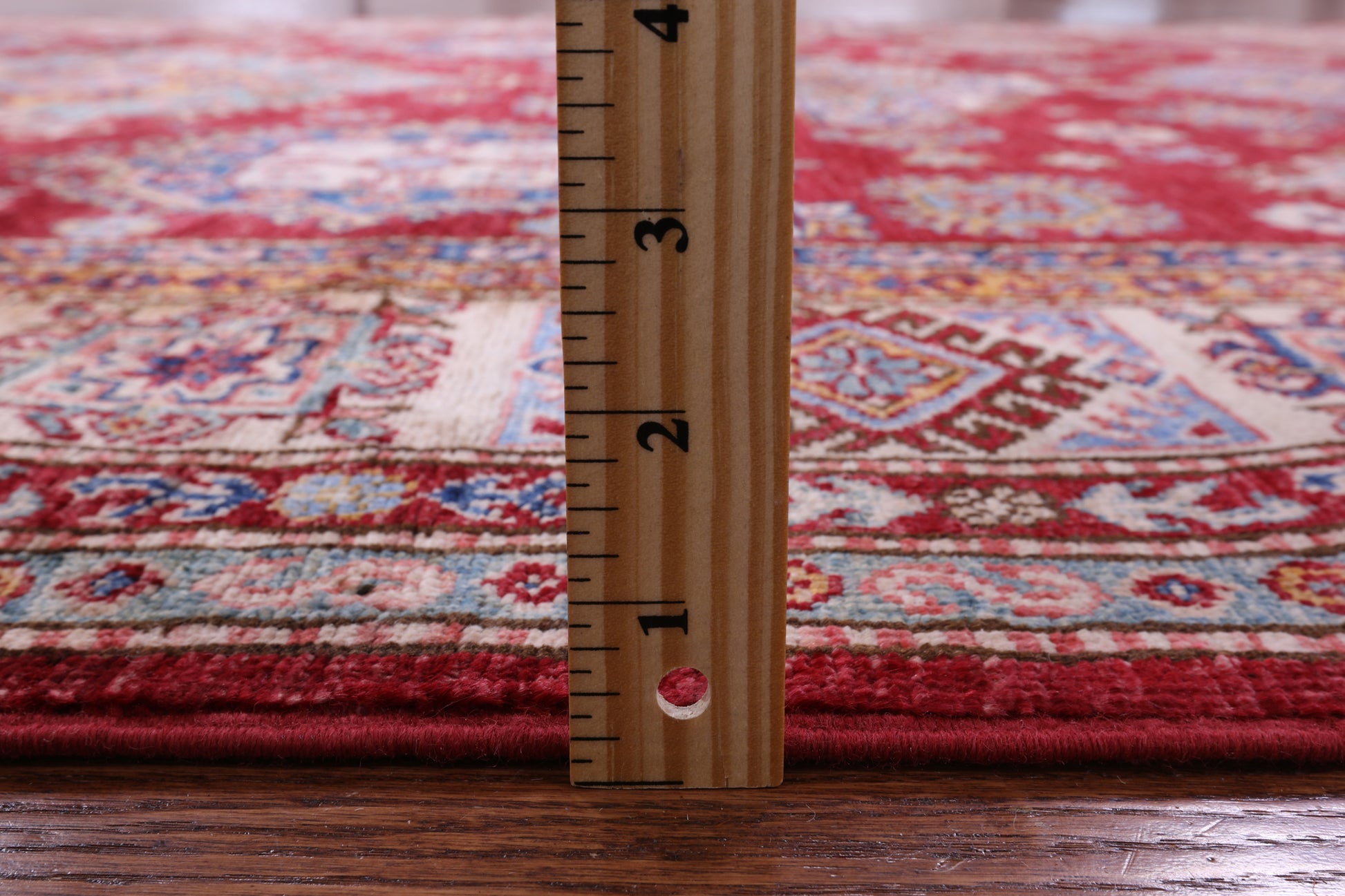 Red Super Kazak Hand Knotted Wool Rug - 6' 6" X 9' 8" - Golden Nile
