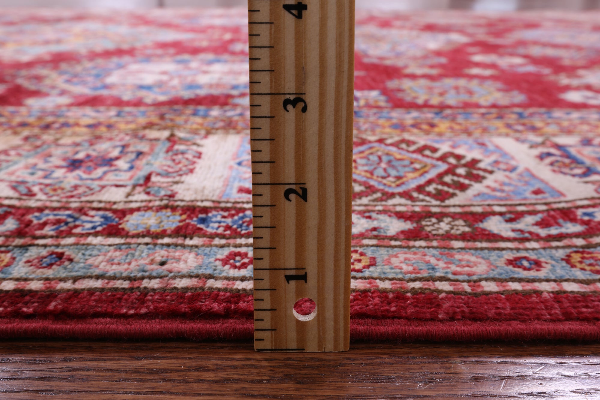 Red Super Kazak Hand Knotted Wool Rug - 6' 6" X 9' 8" - Golden Nile