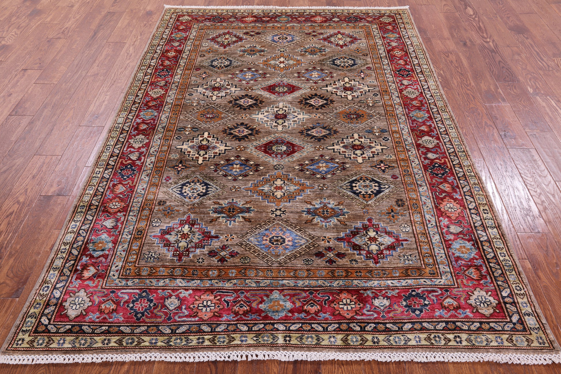 Super Kazak Hand Knotted Wool Rug - 5' 7" X 7' 10" - Golden Nile