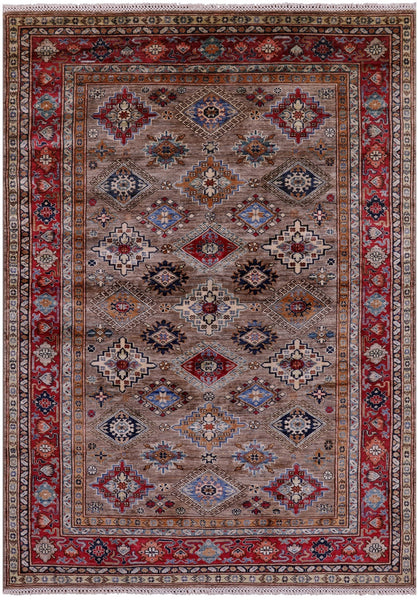 Super Kazak Hand Knotted Wool Rug - 5' 7" X 7' 10" - Golden Nile