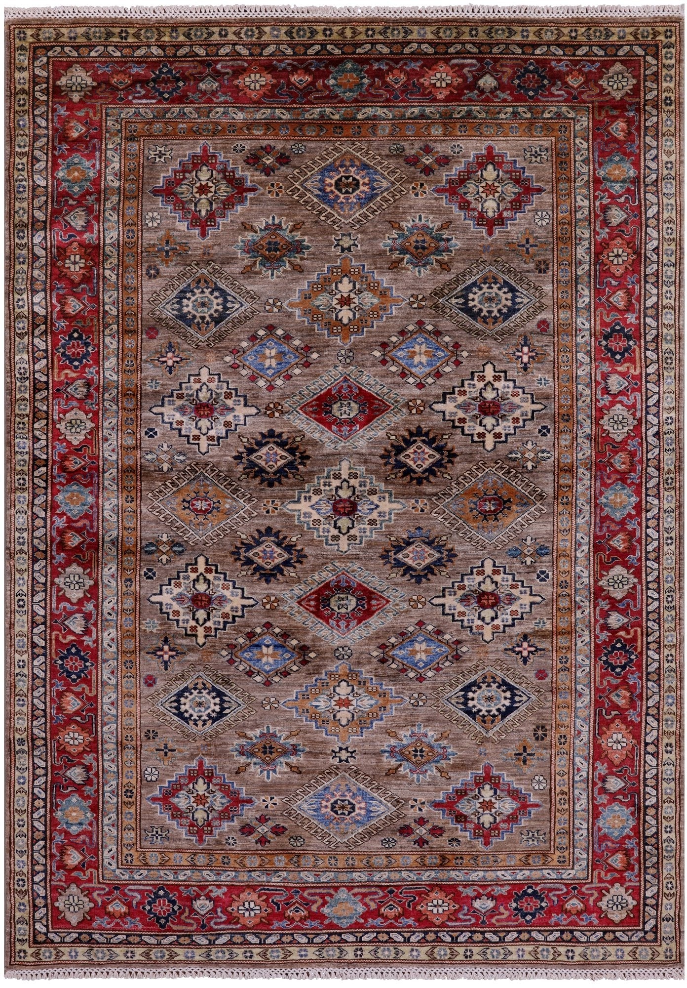 Super Kazak Hand Knotted Wool Rug - 5' 7" X 7' 10" - Golden Nile