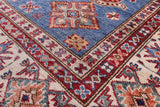Blue Super Kazak Hand Knotted Wool Rug - 5' 6" X 8' 2" - Golden Nile
