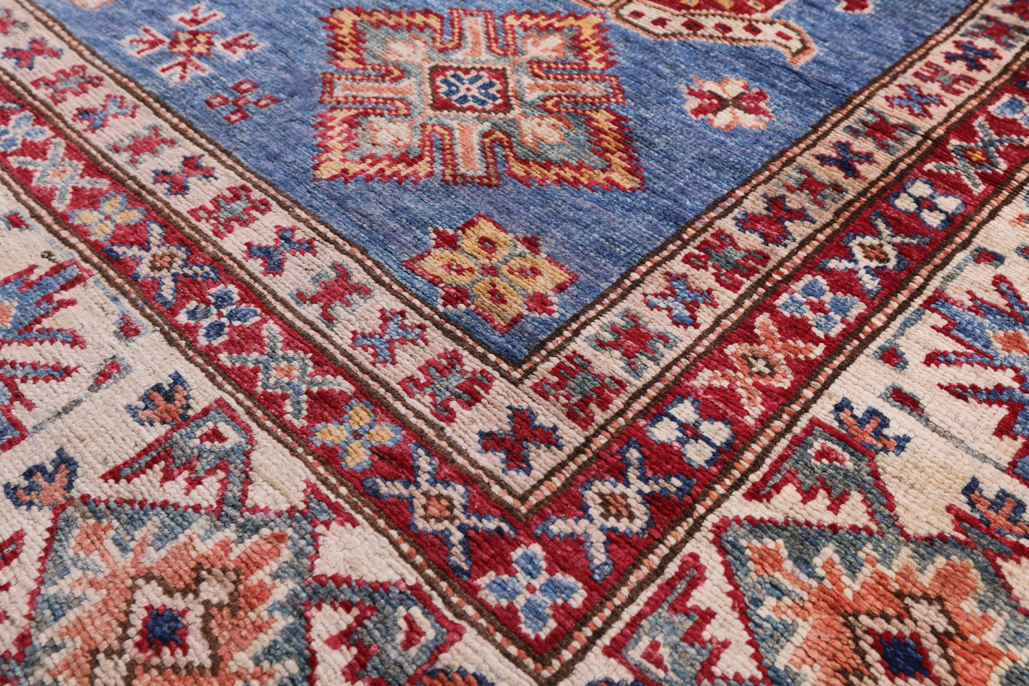 Blue Super Kazak Hand Knotted Wool Rug - 5' 6" X 8' 2" - Golden Nile