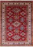 Red Super Kazak Hand Knotted Wool Rug - 5' 7" X 7' 9" - Golden Nile