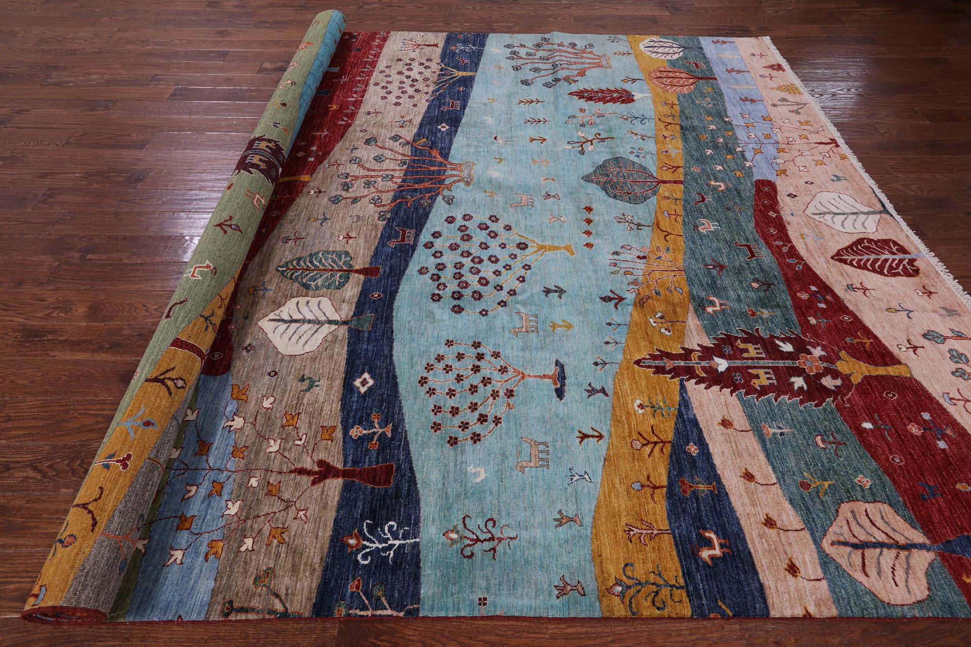 Tribal Persian Gabbeh Hand Knotted Wool Rug - 9' 3" X 11' 10" - Golden Nile