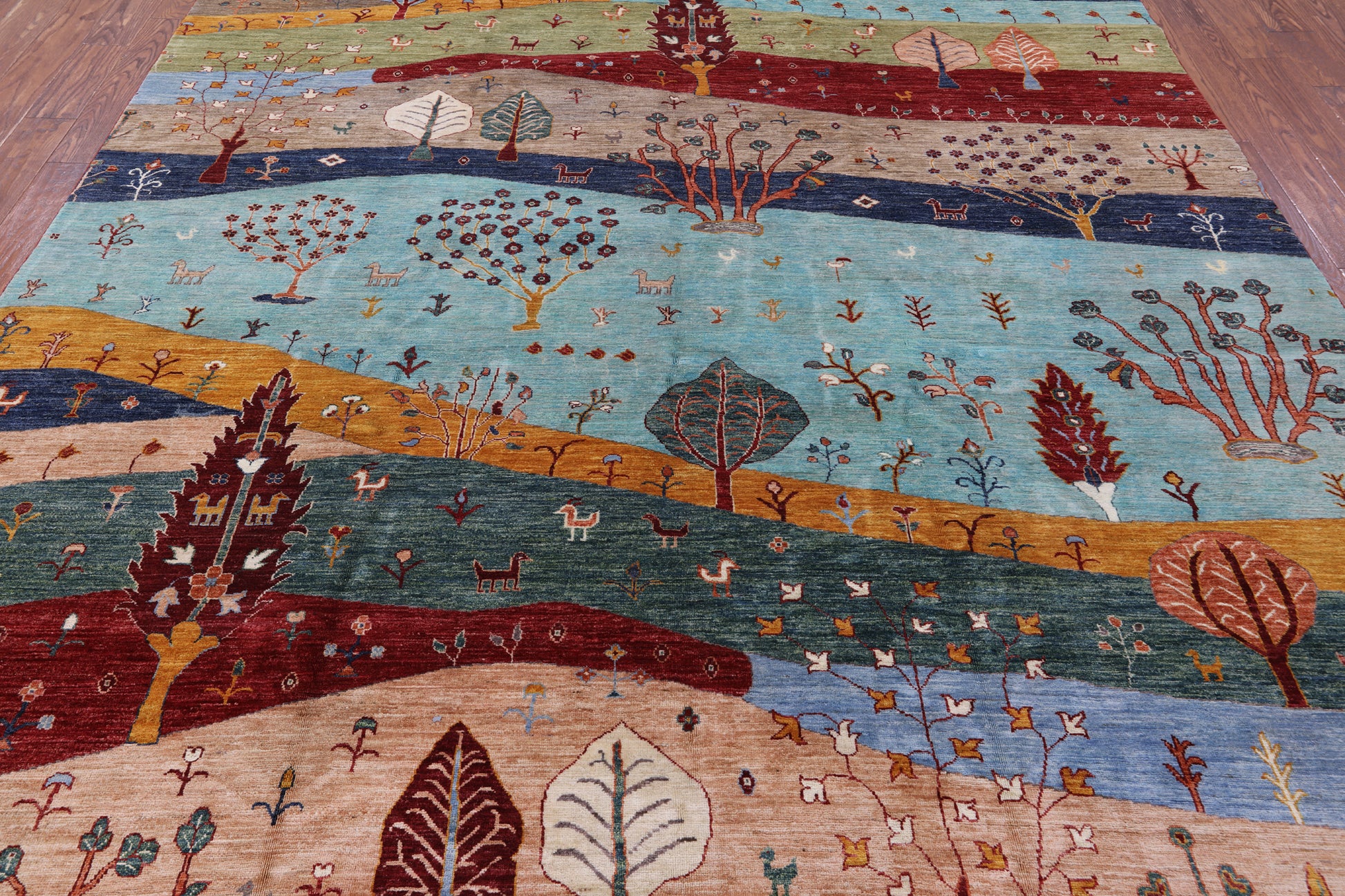 Tribal Persian Gabbeh Hand Knotted Wool Rug - 9' 3" X 11' 10" - Golden Nile