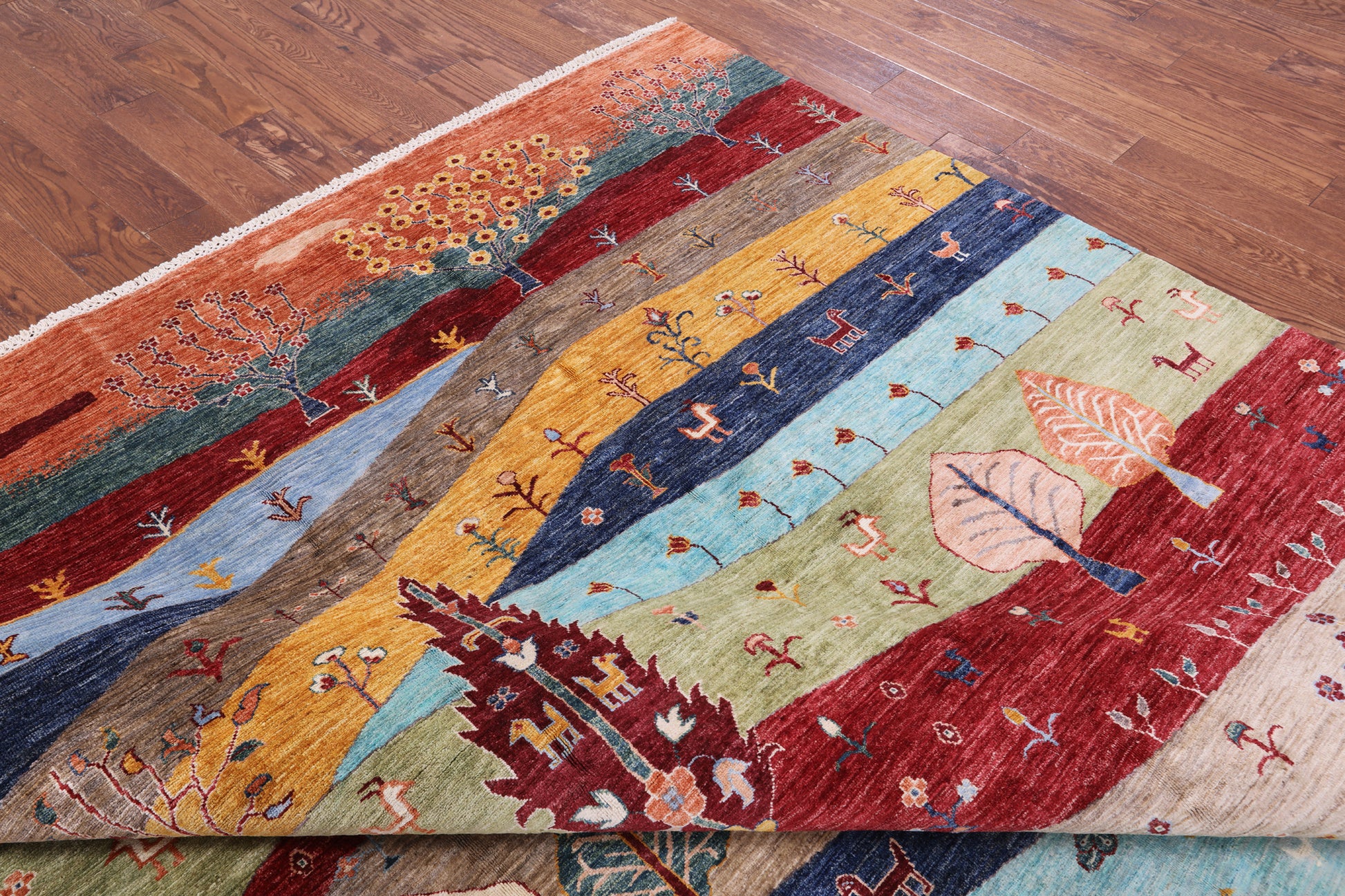 Tribal Persian Gabbeh Hand Knotted Wool Rug - 9' 3" X 11' 10" - Golden Nile