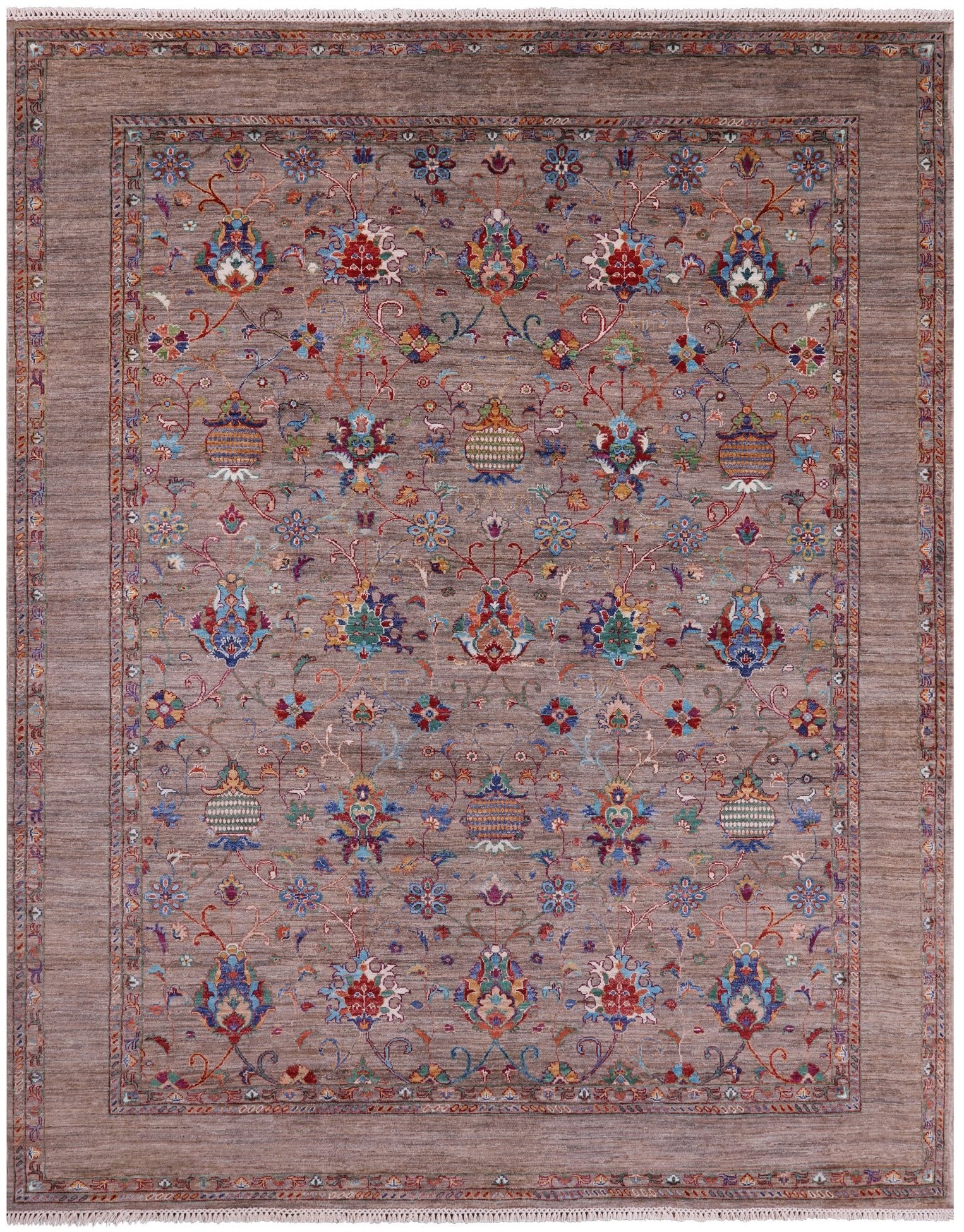 Peshawar Hand Knotted Wool Rug - 8' 2" X 9' 10" - Golden Nile