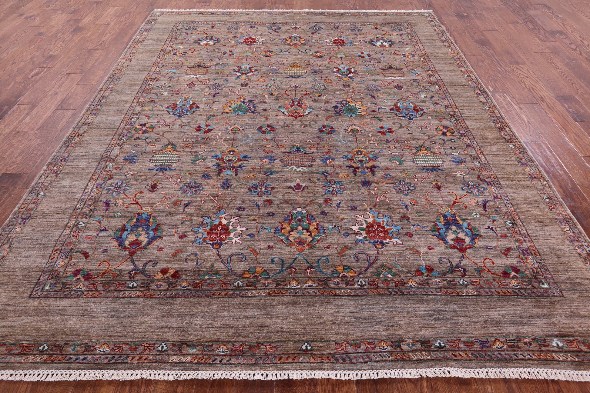 Peshawar Hand Knotted Wool Rug - 8' 2" X 9' 10" - Golden Nile