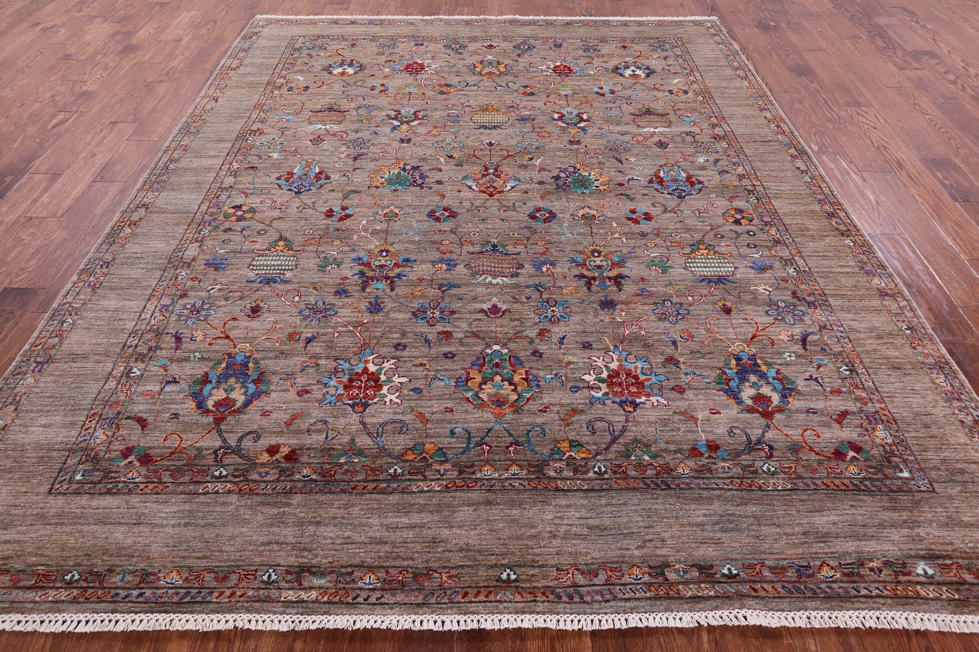 Peshawar Hand Knotted Wool Rug - 8' 2" X 9' 10" - Golden Nile
