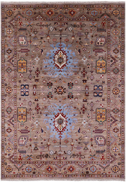 Peshawar Hand Knotted Wool Rug - 6' 10" X 9' 7" - Golden Nile