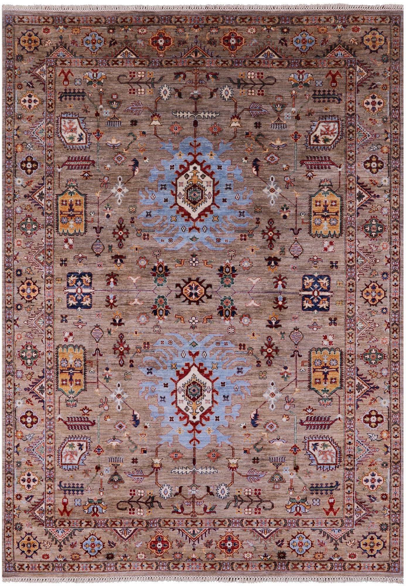 Peshawar Hand Knotted Wool Rug - 6' 10" X 9' 7" - Golden Nile