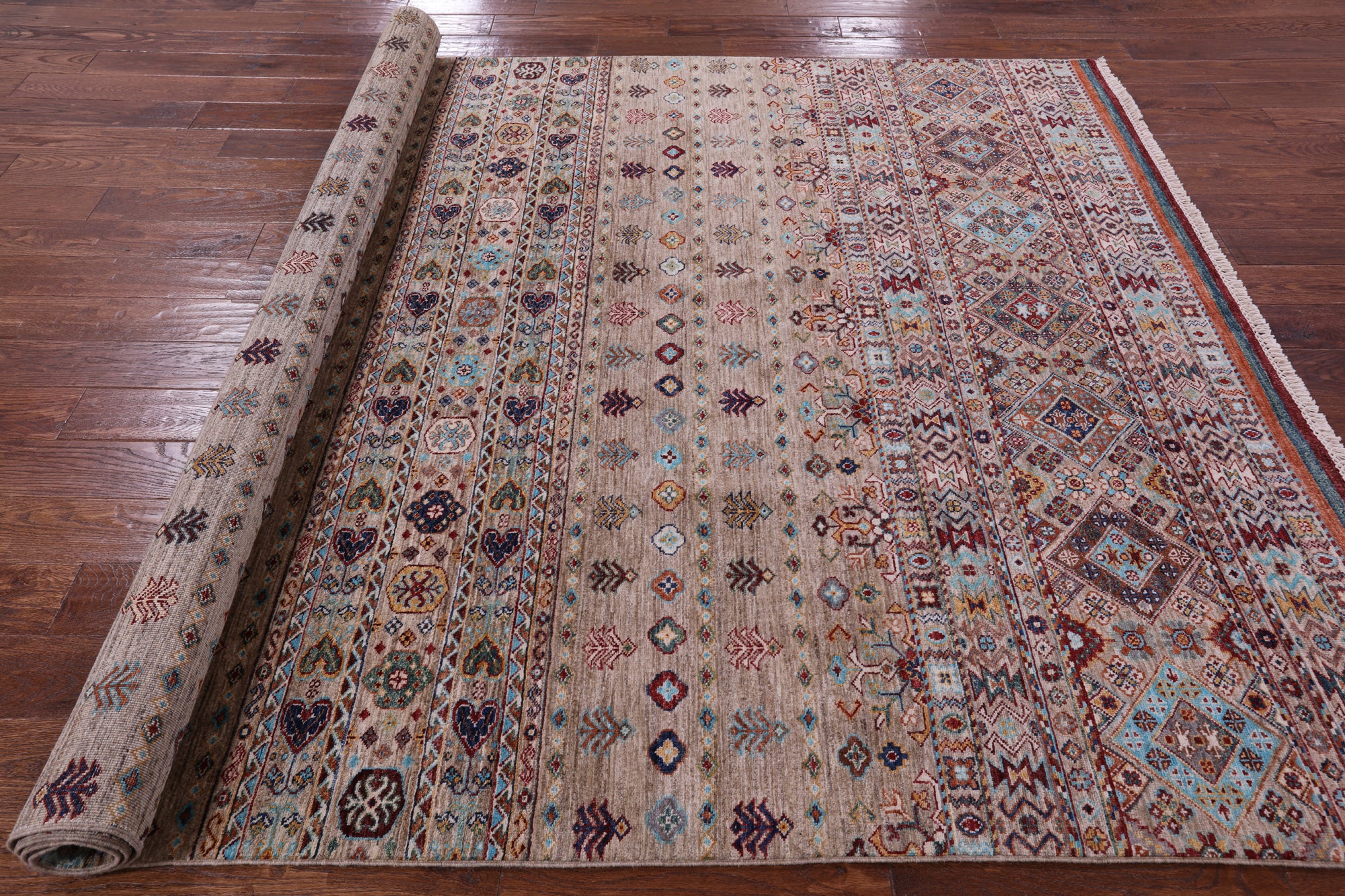 Khorjin Persian Gabbeh Hand Knotted Wool Rug - 6' 11" X 9' 7" - Golden Nile