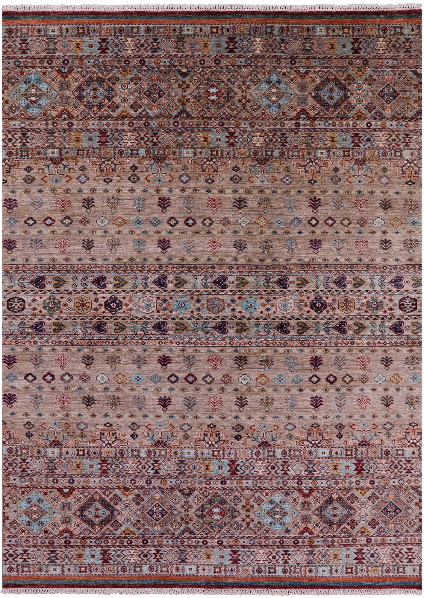 Khorjin Persian Gabbeh Hand Knotted Wool Rug - 6' 11" X 9' 7" - Golden Nile