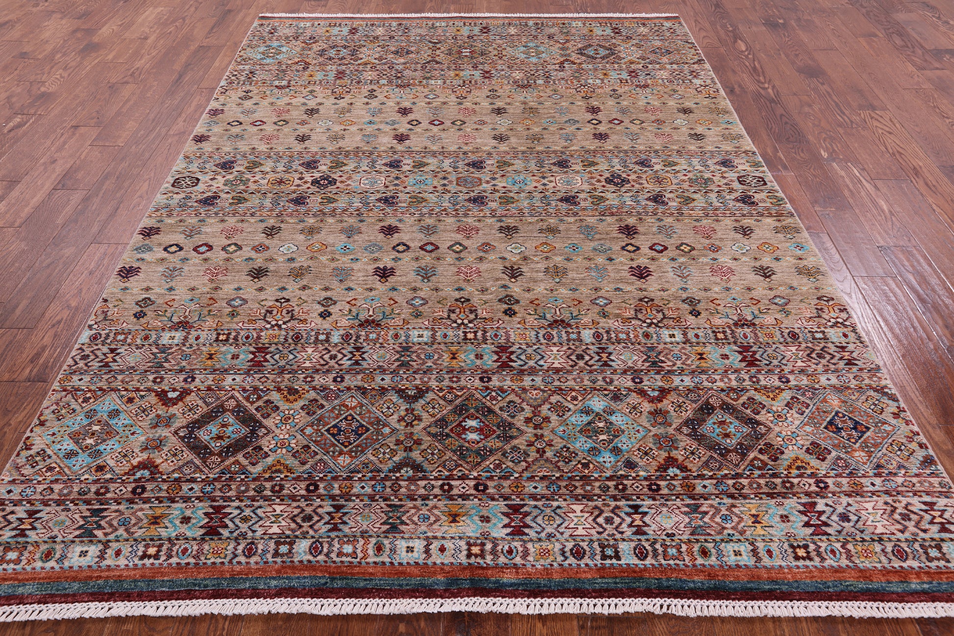Khorjin Persian Gabbeh Hand Knotted Wool Rug - 6' 11" X 9' 7" - Golden Nile