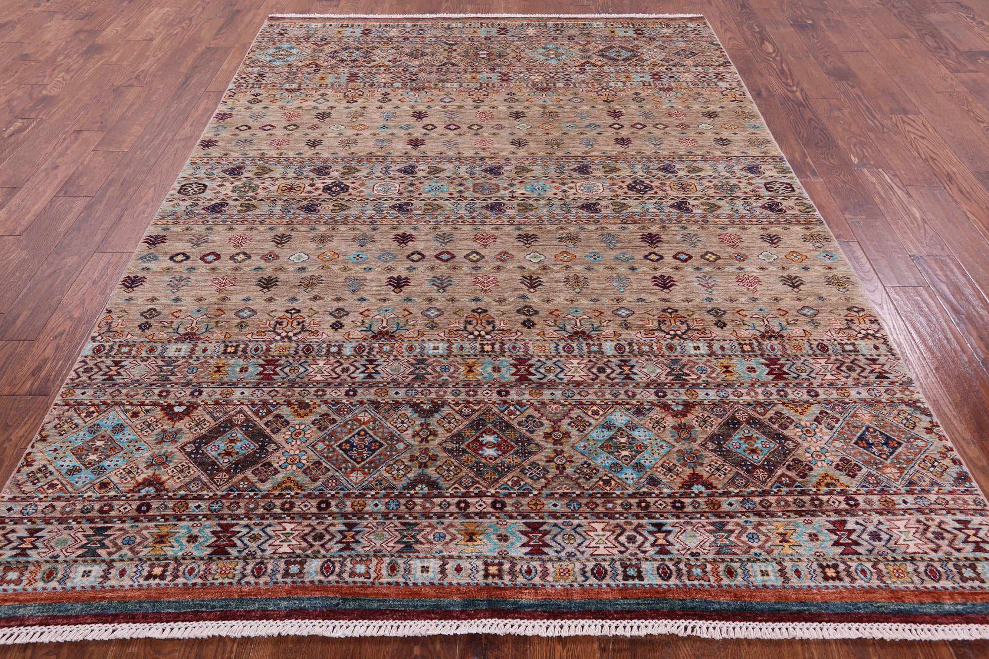 Khorjin Persian Gabbeh Hand Knotted Wool Rug - 6' 11" X 9' 7" - Golden Nile